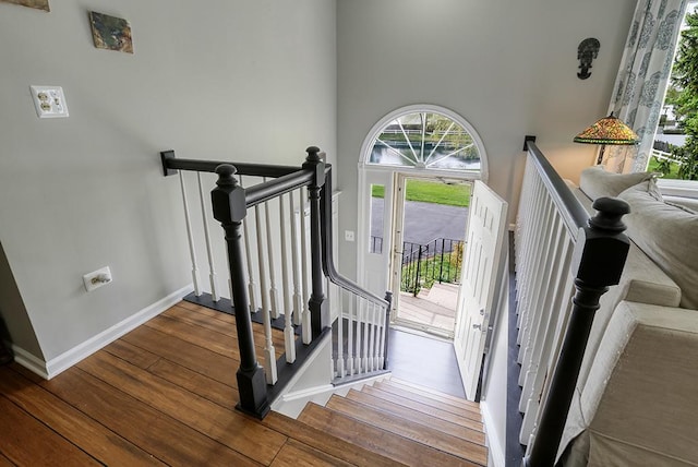 entrance foyer featuring baseboards and hardwood / wood-style flooring