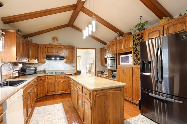 8360 W 100th Pl, Palos Hills, IL 60465 - kitchen featuring a sink, light wood-style flooring, range hood, and stainless steel appliances