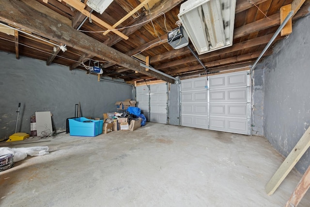garage with a garage door opener