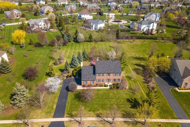 birds eye view of property with a residential view