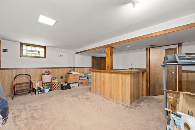 2500 S 7th Ave, North Riverside, IL 60546 - below grade area with carpet, wet bar, wood walls, and wainscoting