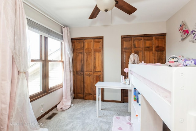 960 Heathrow Ln, Naperville, IL 60540 - bedroom with carpet, visible vents, ceiling fan, and multiple windows