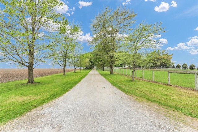 view of road featuring a rural view