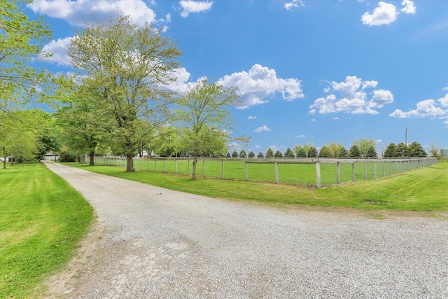 view of street with a rural view