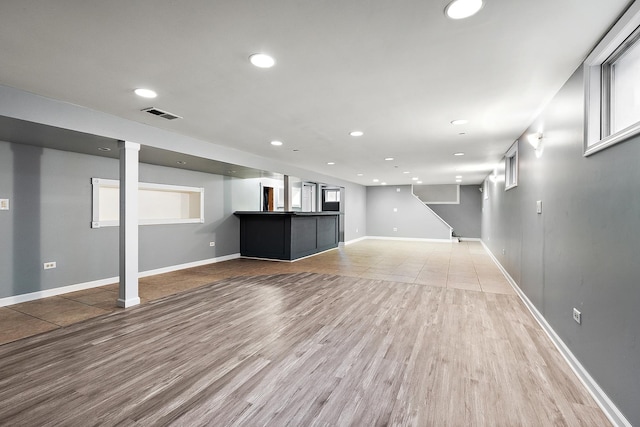 15058 Tripp Ave, Midlothian, IL 60445 - below grade area featuring wood finished floors, baseboards, and recessed lighting