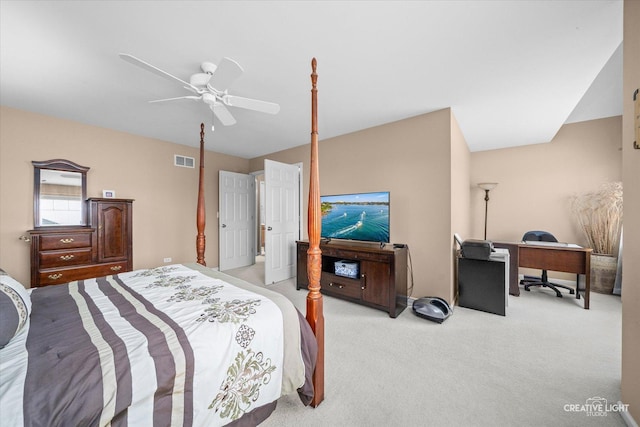 12804 Stellar Ln, Plainfield, IL 60585 - carpeted bedroom featuring visible vents and ceiling fan