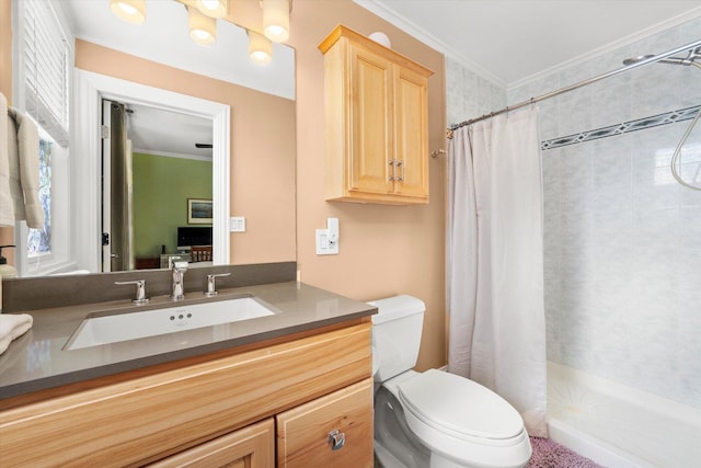 3924 W 64th Pl, Chicago, IL 60629 - full bath with ornamental molding, toilet, tiled shower, and vanity