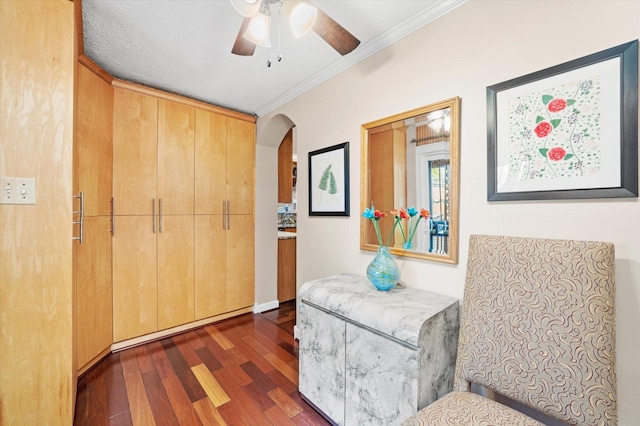 3924 W 64th Pl, Chicago, IL 60629 - hall with dark wood-style flooring, crown molding, and arched walkways