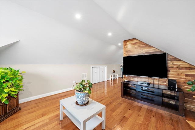 3924 W 64th Pl, Chicago, IL 60629 - living room with lofted ceiling, light wood-type flooring, baseboards, and recessed lighting