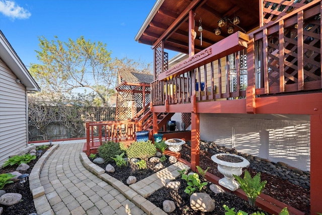 3924 W 64th Pl, Chicago, IL 60629 - view of yard with stairs and a wooden deck