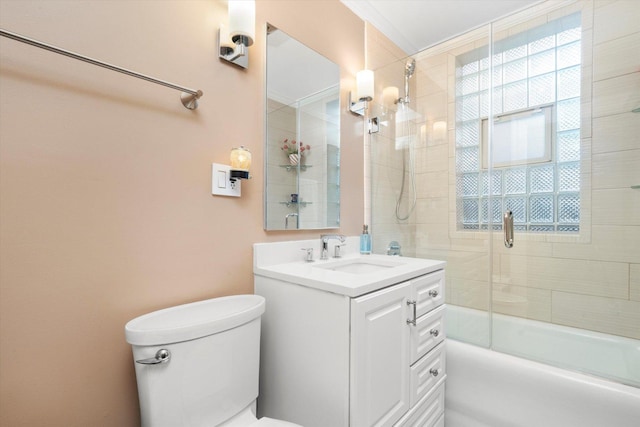 3924 W 64th Pl, Chicago, IL 60629 - bathroom with vanity, combined bath / shower with glass door, and toilet