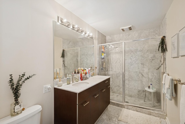 659 W Randolph St Unit 1720, Chicago, IL 60661 - full bathroom with vanity, marble finish floors, and a shower stall