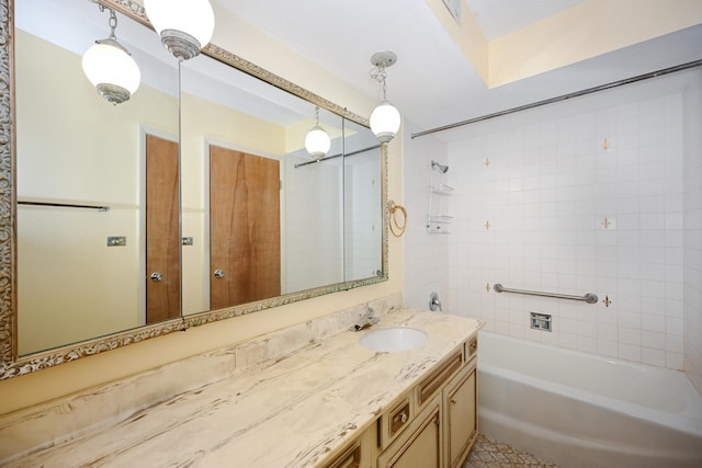 full bathroom featuring shower / bath combination and vanity