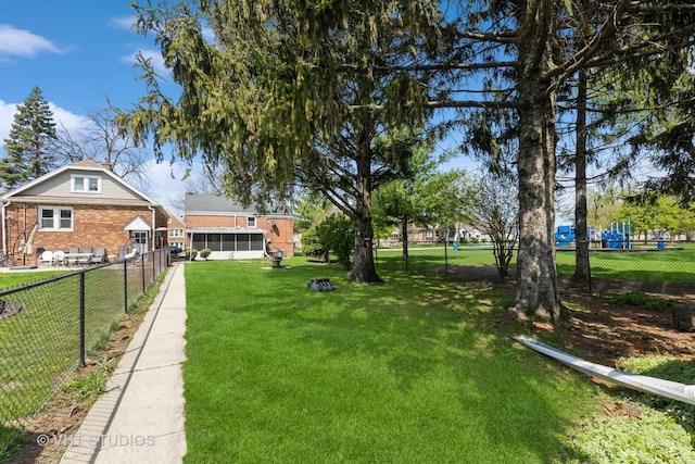 view of yard featuring fence