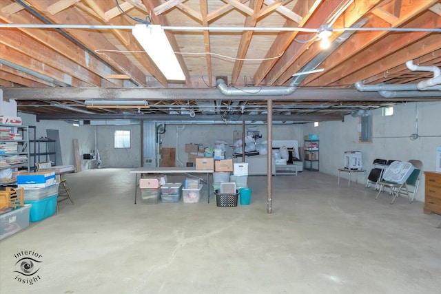 basement with electric panel