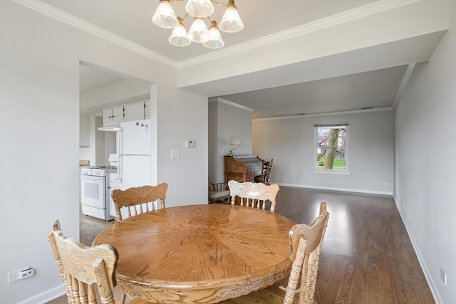 1005 Thomas Blvd, Mundelein, IL 60060 - dining area with baseboards, ornamental molding, wood finished floors, and a chandelier