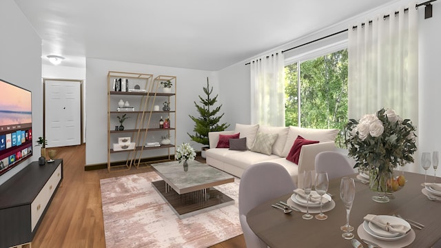 living room with wood finished floors