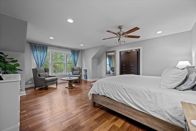 6N225 Circle Ave, Medinah, IL 60157 - bedroom with wood finished floors, baseboards, recessed lighting, and a ceiling fan