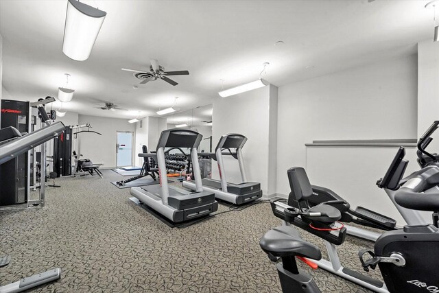 6301 N Sheridan Rd Unit 20J, Chicago, IL 60660 - exercise room featuring a ceiling fan and carpet flooring