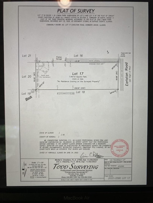 4022 Earlston Rd, Downers Grove IL, 60515 land for sale