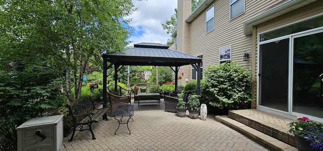 12941 Grande Poplar Cir, Plainfield, IL 60585 - view of patio / terrace featuring outdoor lounge area and a gazebo