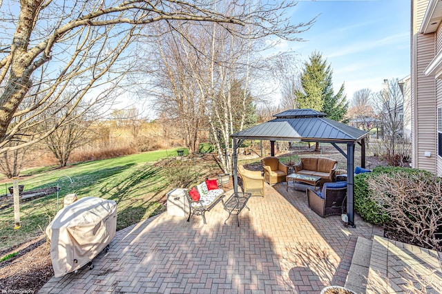 12941 Grande Poplar Cir, Plainfield, IL 60585 - view of patio / terrace featuring a gazebo and outdoor lounge area