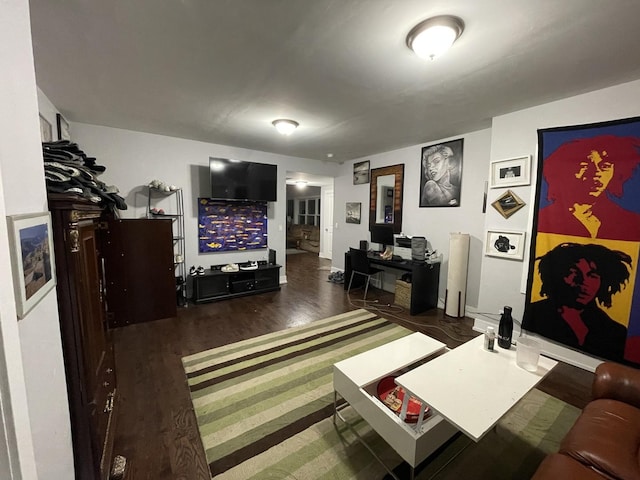 living area with wood finished floors