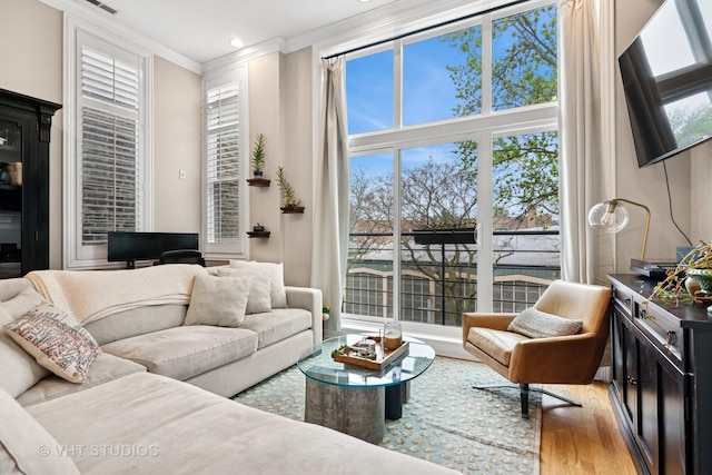 2512 W Thomas St Unit 3, Chicago, IL 60622 - living room with crown molding and wood finished floors