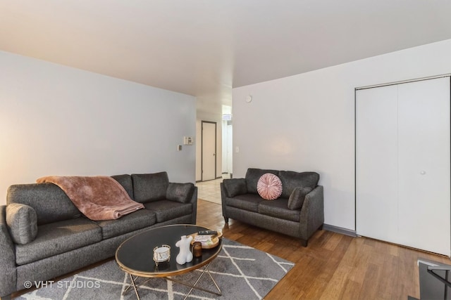 living room with wood finished floors
