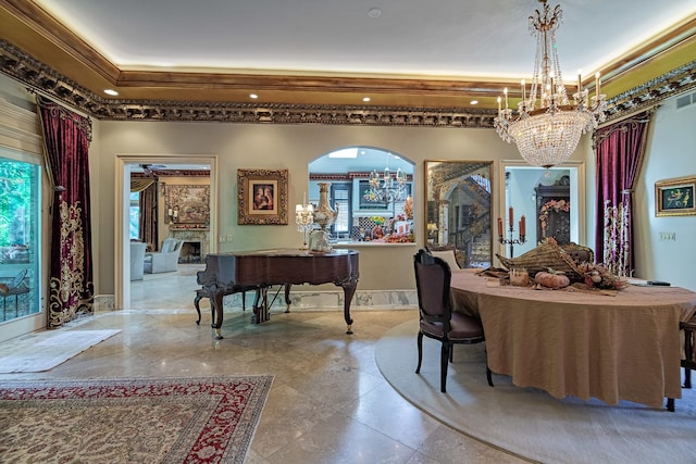113 Carmela Ct, Bloomingdale, IL 60108 - dining room with a chandelier and a tray ceiling