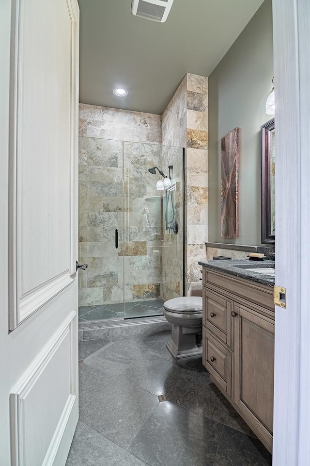 113 Carmela Ct, Bloomingdale, IL 60108 - bathroom with vanity, a shower stall, and recessed lighting