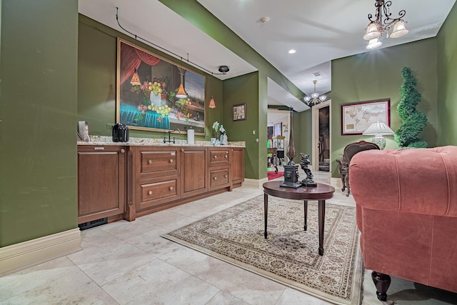 113 Carmela Ct, Bloomingdale, IL 60108 - living room with a chandelier and recessed lighting