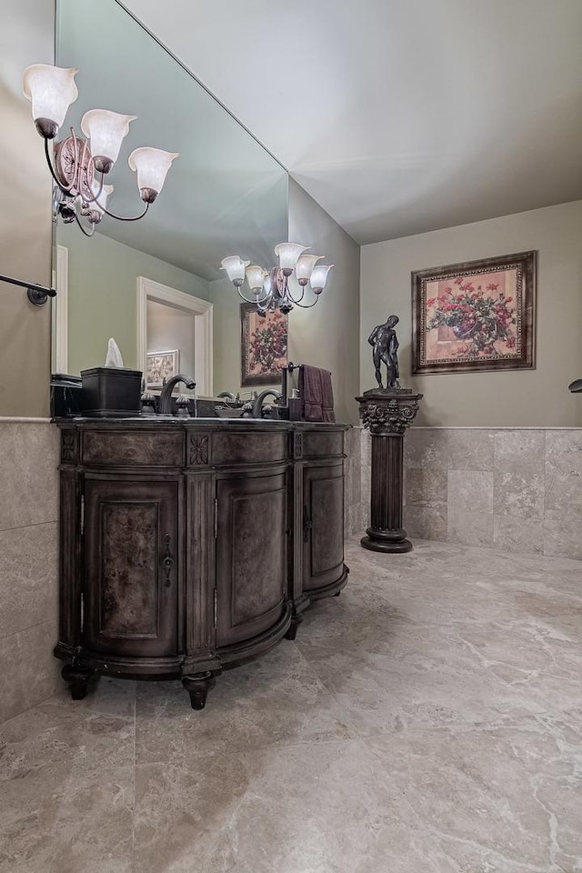 113 Carmela Ct, Bloomingdale, IL 60108 - bathroom featuring a chandelier and vanity