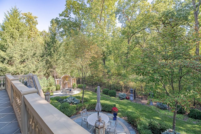113 Carmela Ct, Bloomingdale, IL 60108 - view of patio / terrace featuring a fire pit and a wooded view
