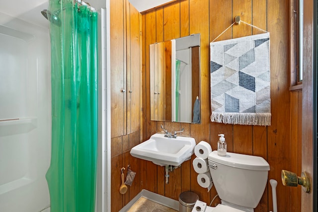 2110 Heather Rd, Geneva, IL 60134 - full bathroom with toilet, wooden walls, and a sink