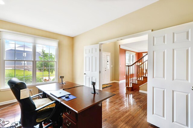 35 Open Pkwy N, Hawthorn Woods, IL 60047 - office featuring dark wood-style floors and baseboards