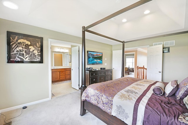 35 Open Pkwy N, Hawthorn Woods, IL 60047 - bedroom featuring light colored carpet, ensuite bathroom, recessed lighting, and baseboards
