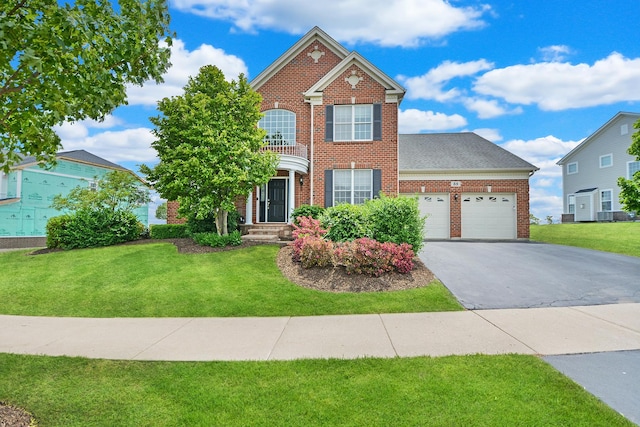 35 Open Pkwy N, Hawthorn Woods, IL 60047 - view of front of home featuring brick siding, asphalt driveway, a front yard, and an attached garage