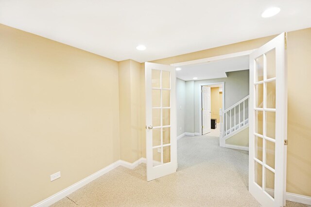 35 Open Pkwy N, Hawthorn Woods, IL 60047 - empty room with french doors, carpet, baseboards, recessed lighting, and stairs