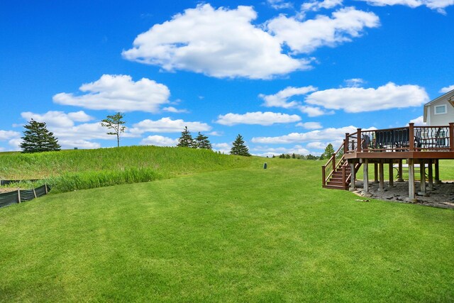 35 Open Pkwy N, Hawthorn Woods, IL 60047 - view of yard featuring a deck and stairway