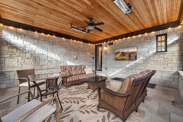 26W051 W Mohican Dr, Wheaton, IL 60189 - view of patio featuring a ceiling fan and an outdoor hangout area