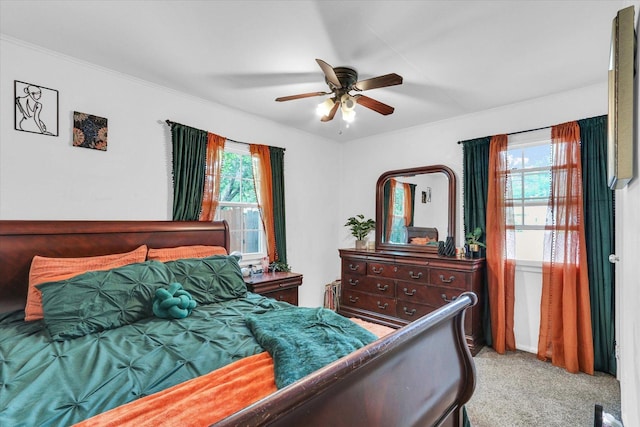 1304 Briarcliff Dr, Urbana, IL 61801 - carpeted bedroom with ornamental molding and a ceiling fan