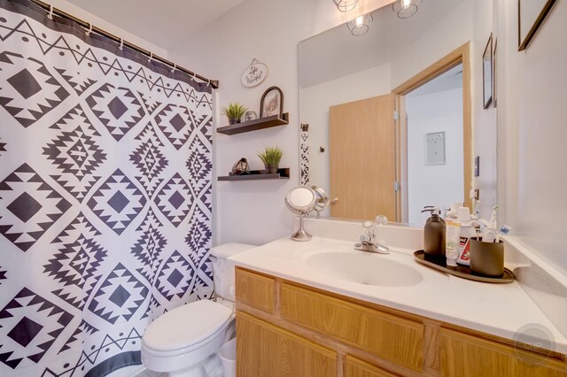 1126 Village Center Pkwy Unit 6, Aurora, IL 60506 - full bathroom with vanity, toilet, and a shower with shower curtain