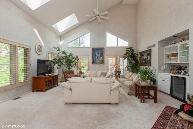 18W742 60th St, Westmont, IL 60559 - living area with visible vents, light carpet, and high vaulted ceiling