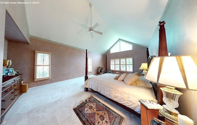 18W742 60th St, Westmont, IL 60559 - bedroom with carpet, a ceiling fan, and vaulted ceiling