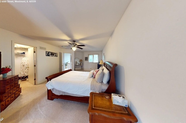 18W742 60th St, Westmont, IL 60559 - bedroom featuring visible vents, ceiling fan, and light colored carpet