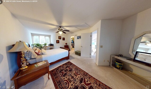 18W742 60th St, Westmont, IL 60559 - carpeted bedroom featuring attic access and a ceiling fan