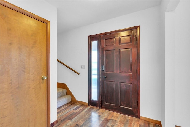 2506 S Cottage Grove Ave, Urbana, IL 61801 - foyer entrance featuring baseboards, wood finished floors, and stairs