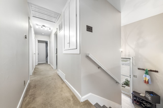 24221 S Edwin Dr, Channahon, IL 60410 - hallway with an upstairs landing and light carpet