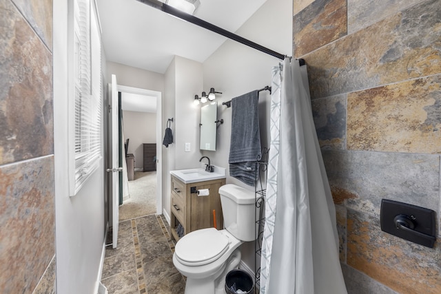 24221 S Edwin Dr, Channahon, IL 60410 - bathroom with vanity and a shower with shower curtain